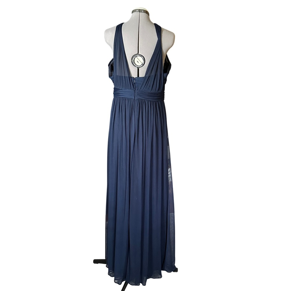 Alfred Sung Midnight Blue Formal Dress Wedding D720 Sz 16L Bridesmaid‎ Navy - Picture 4 of 9